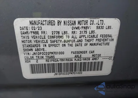 2023 Nissan Ariya Platinum+ z USA, uszkodzony, nr VIN JN1DF0CD2PM701000